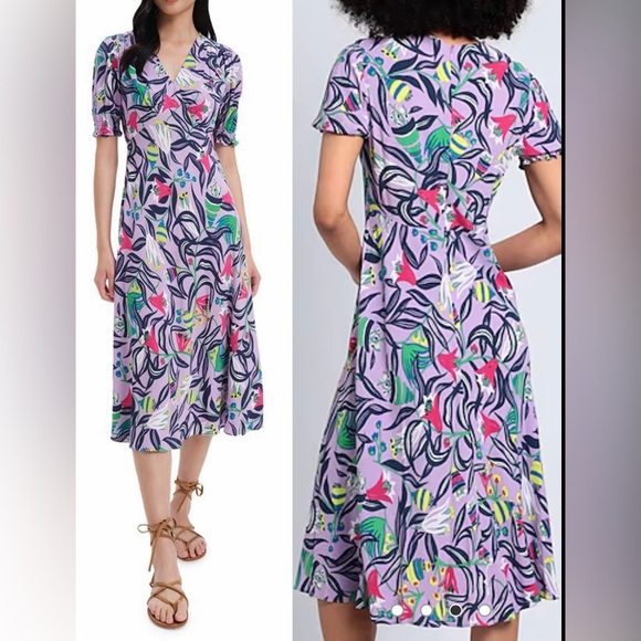 Diane Von Furstenberg Dresses & Skirts - NEW Diane Von Furstenberg Jemma Floral Print purple midi Dress sz 2